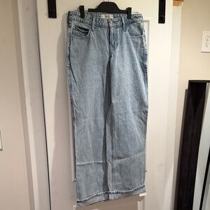Hollister cuffed Light Blue Low-Rise Baggy Jeans
